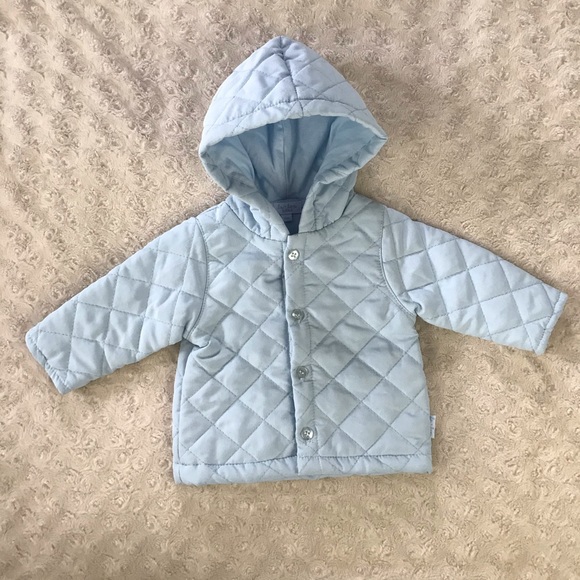 Le Top Bebe Hooded Jacket Quilted Light Blue 3M - Picture 1 of 4